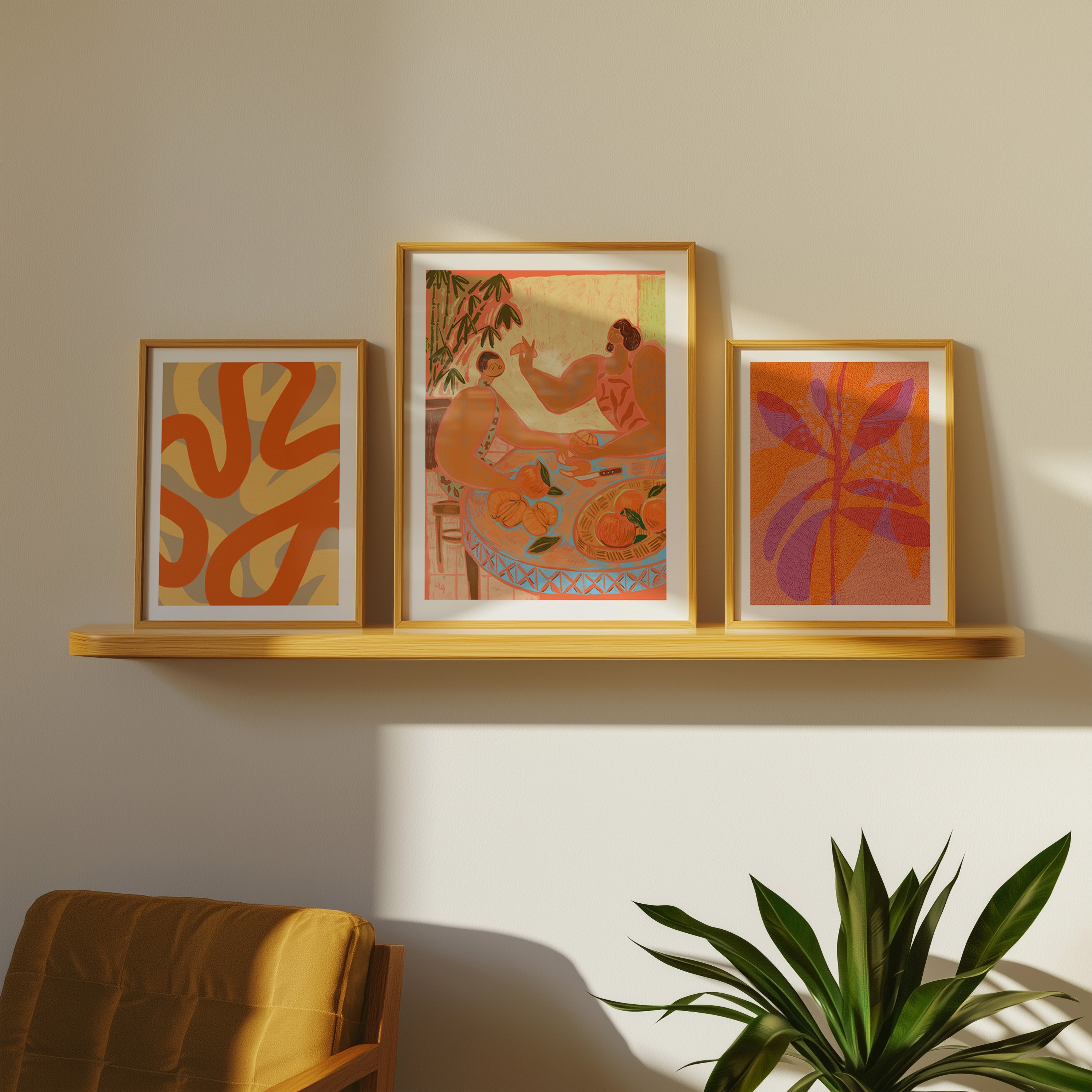 Boho abstracte galerij kunst aan de muur