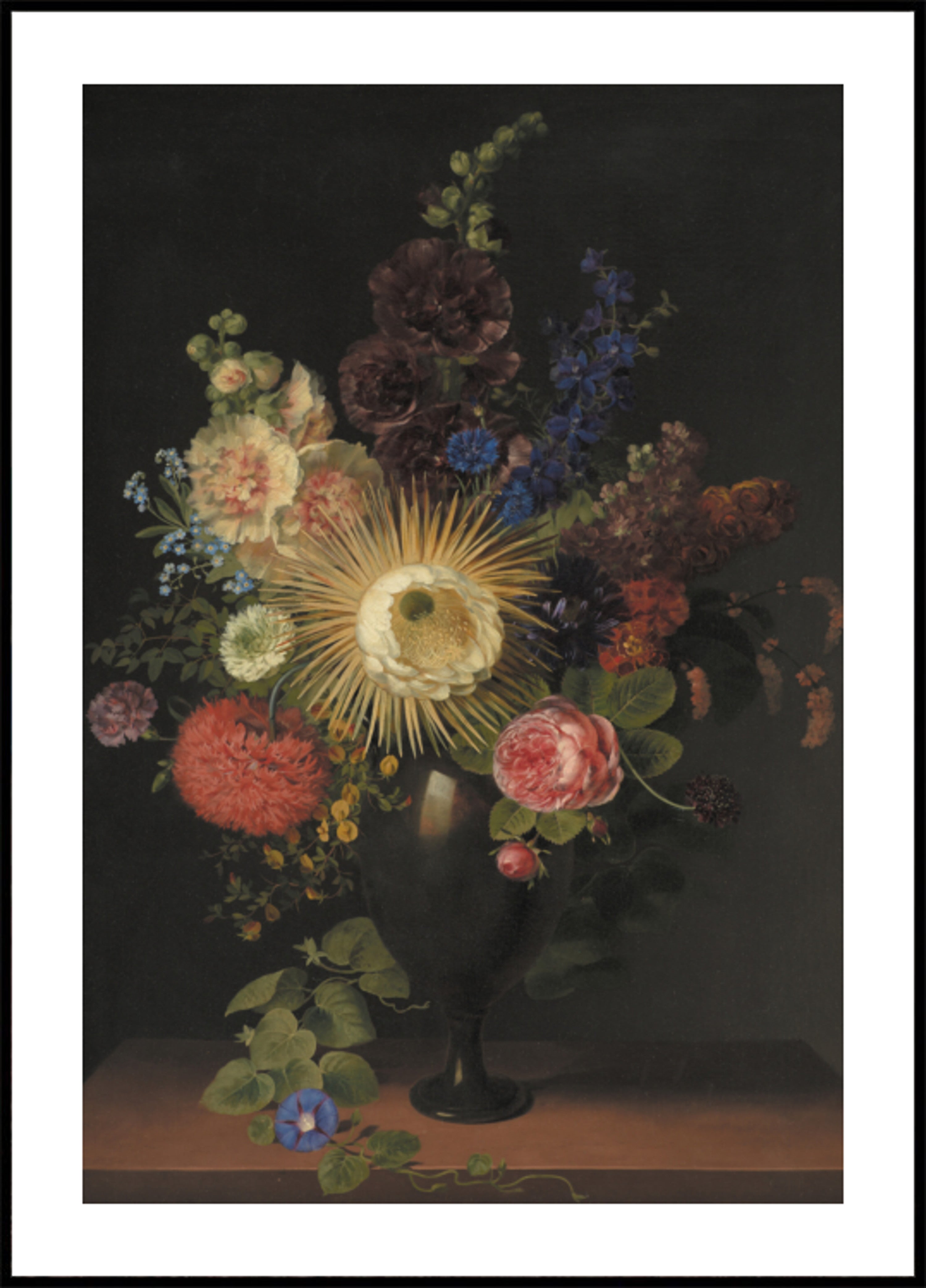 Een porfiervaas met cactus Grandiflora en andere bloemen door C.D. Fritzsch
