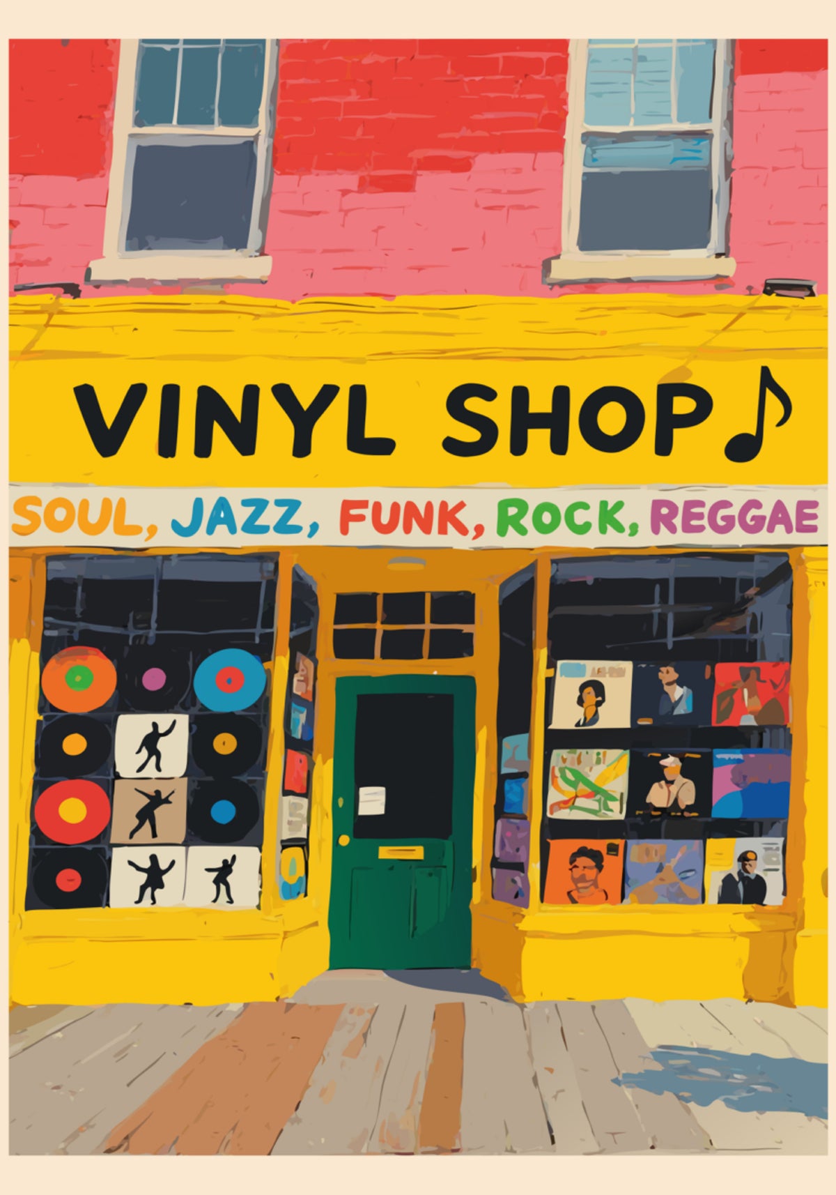 Kleurrijke vinylwinkel
