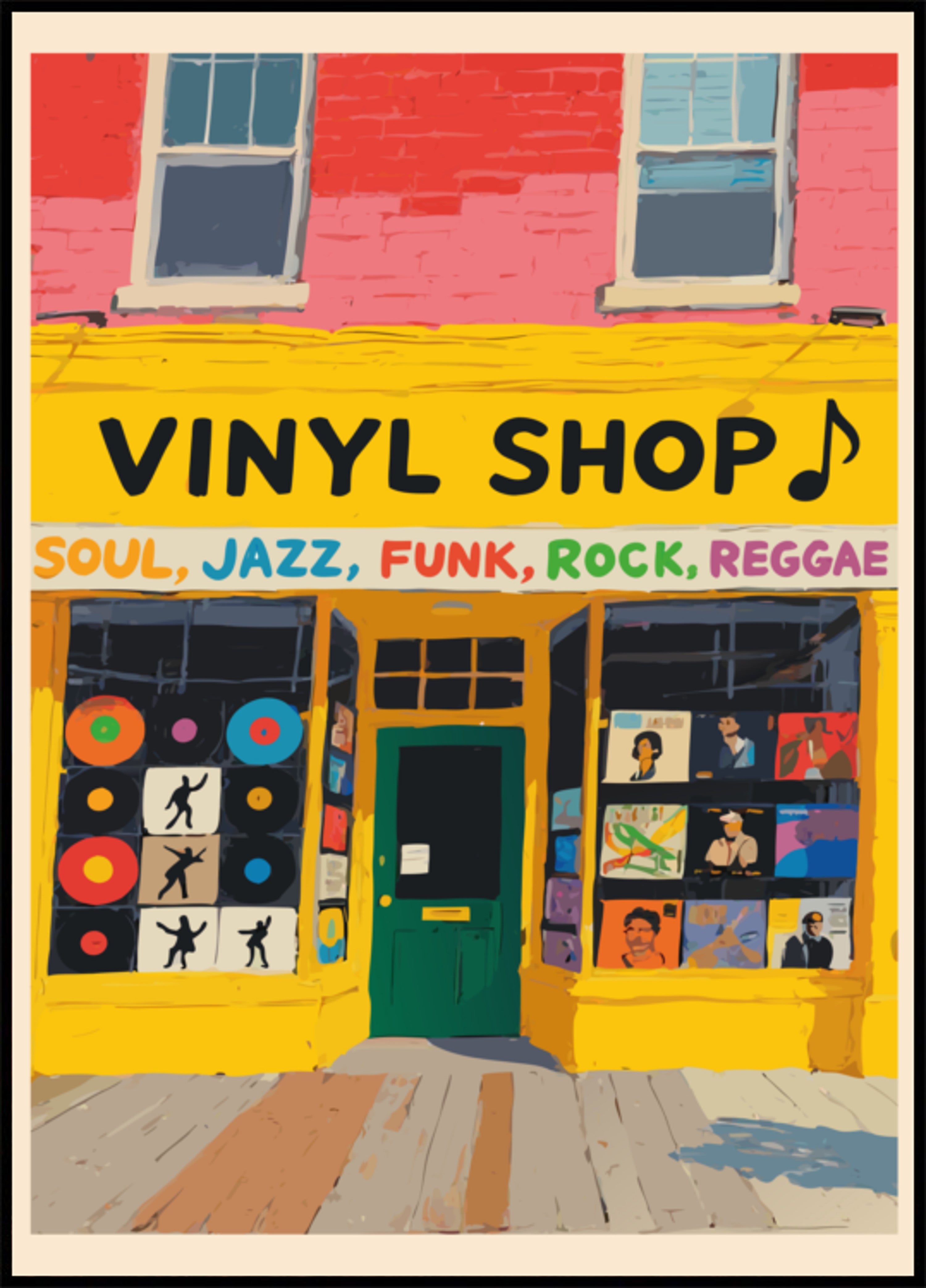 Kleurrijke vinylwinkel