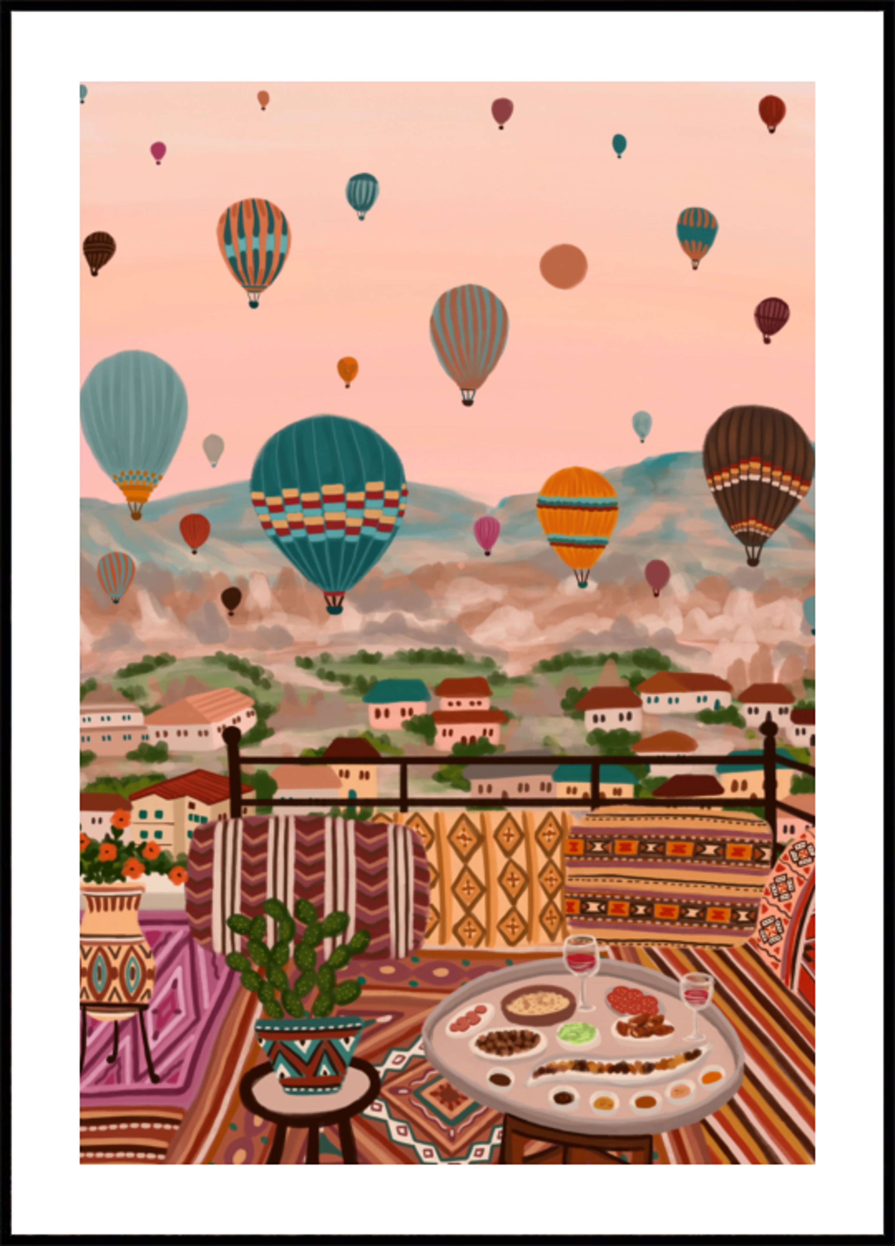 Ballonnen tijdens een diner op het dak