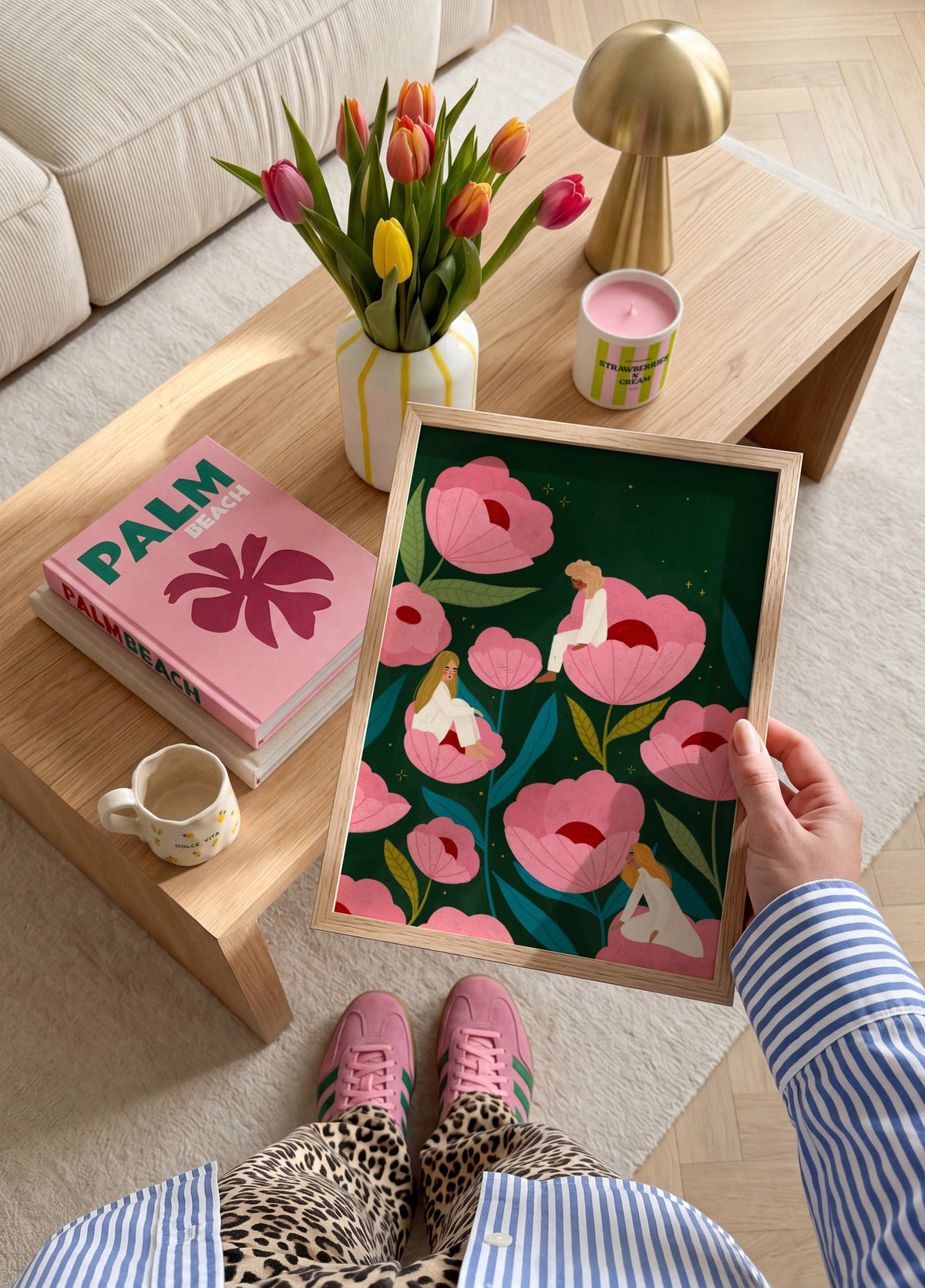 Kalme vrouwen in bloemen