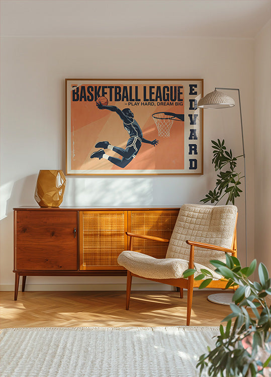 Vintage basketbalspelposter