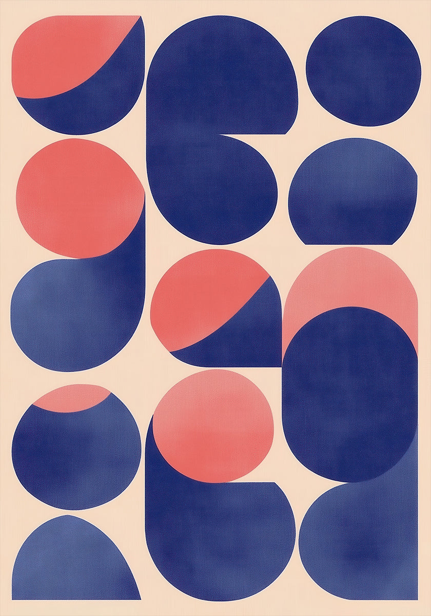 Geometric Abstract Art with Blue and Red Shapes (NEW) - Posterbox