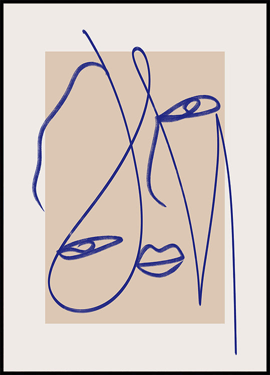 Abstract Blue Line Art Plakat - Posterbox