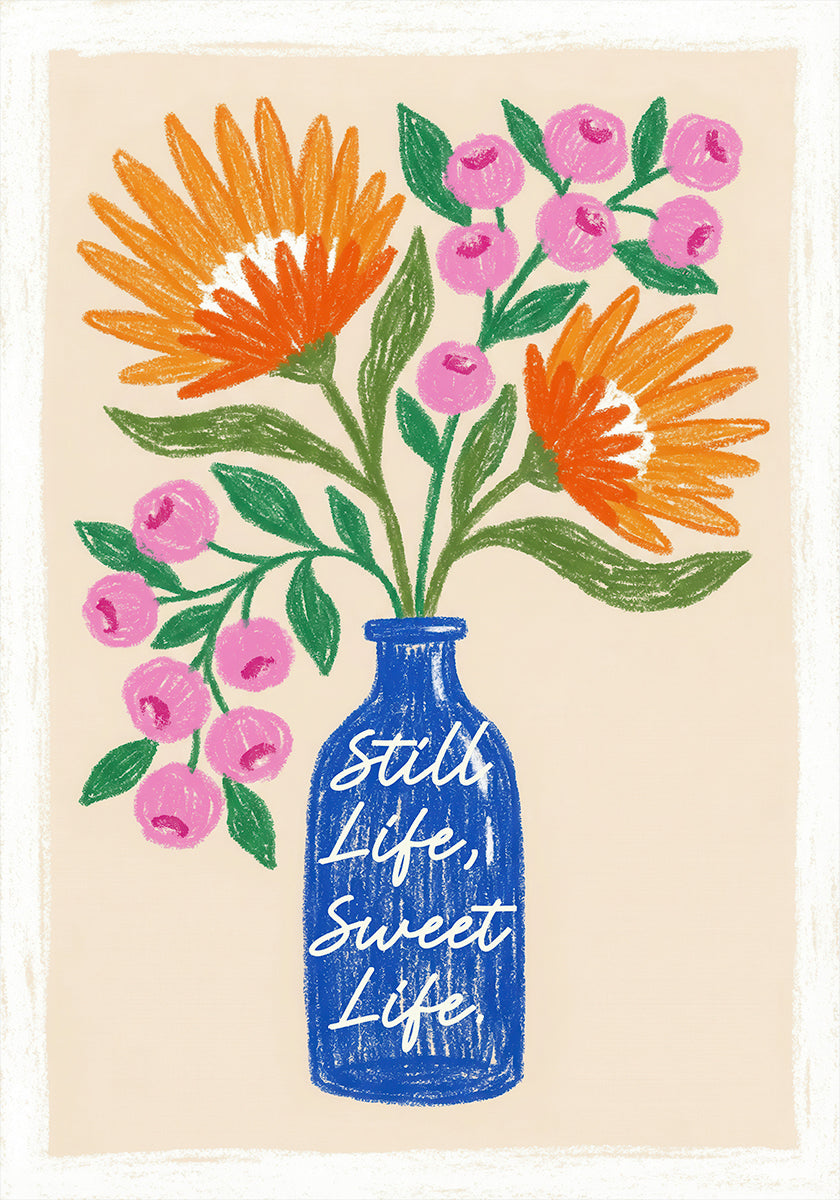 Orange Flowers in Blue Vase (NEW) - Posterbox