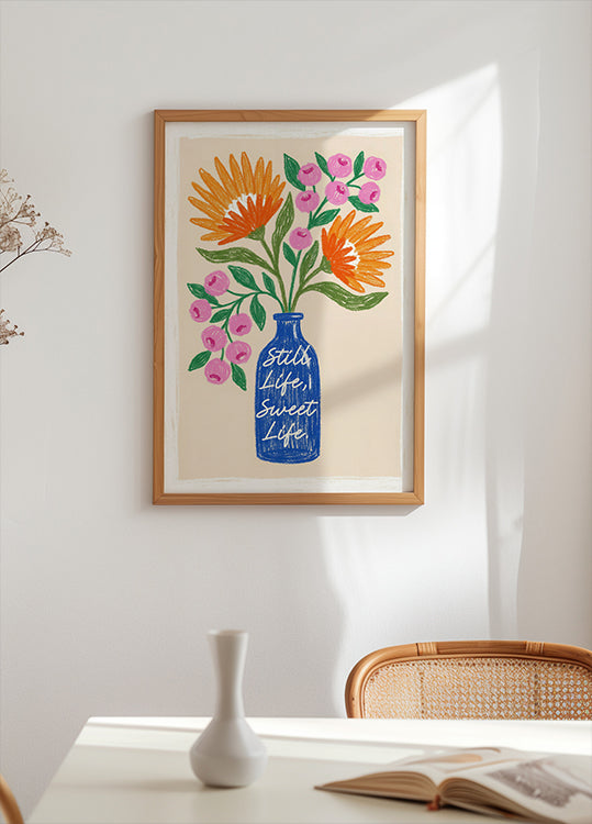 Orange Flowers in Blue Vase (NEW) - Posterbox