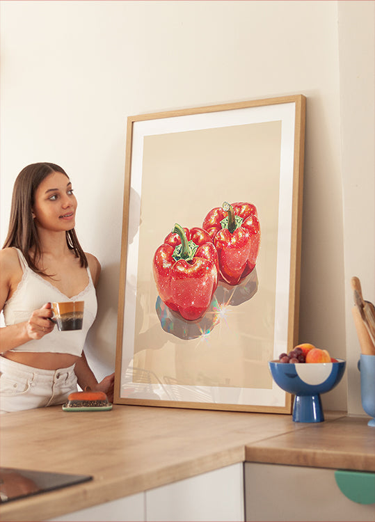 Sparkling Red Bell Peppers Plakat - Posterbox