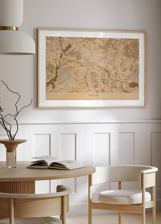 Sepia vintage kaart van Berlijn in Duitsland (NIEUW)