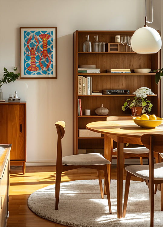 Langoustines op blauwe poster