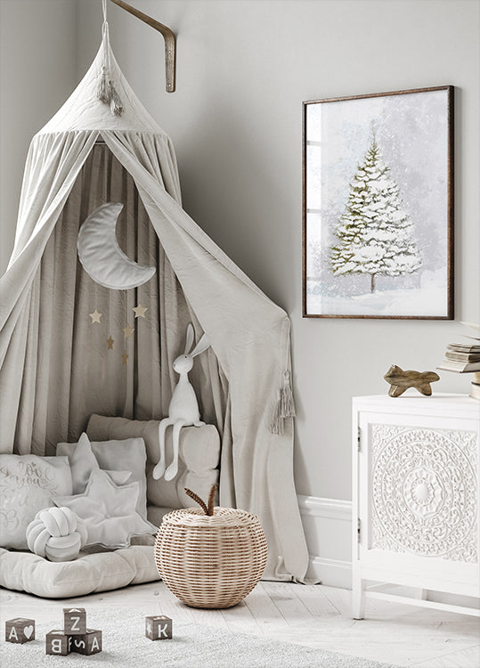 Lone fir in the snow Plakat - Posterbox