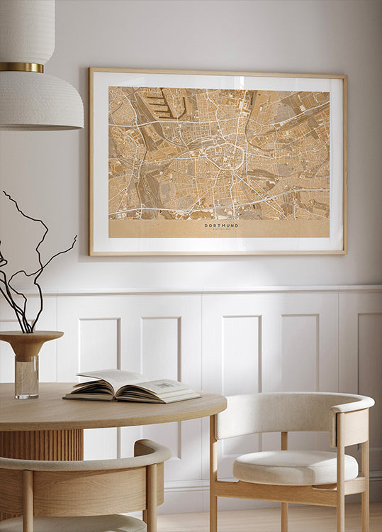 Sepia vintage kaart van Dortmund Duitsland (NIEUW)