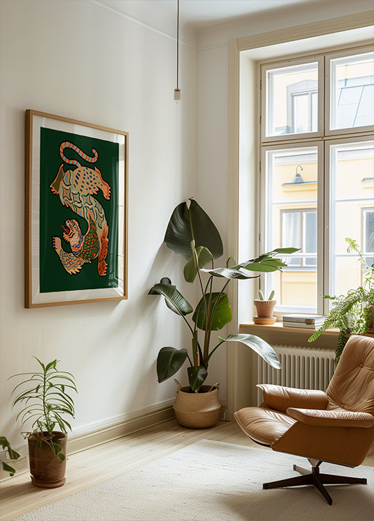 Asiantiger groene poster
