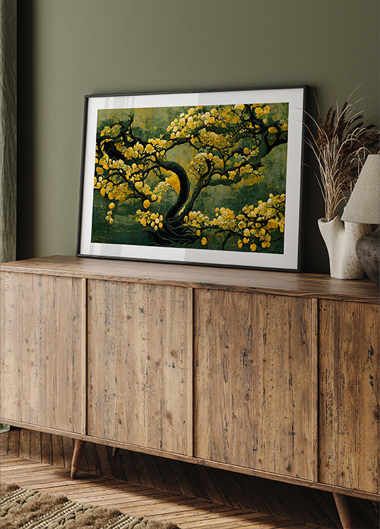 Gouden bloesem boom poster