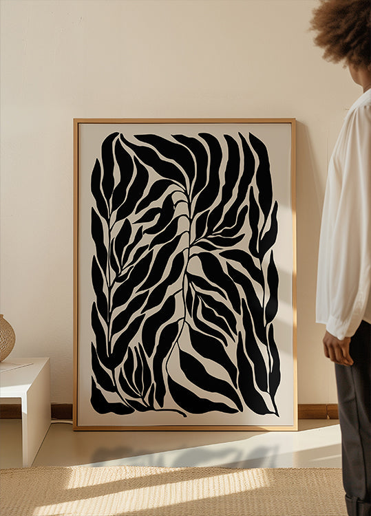 Zwarte blad silhouetten Poster
