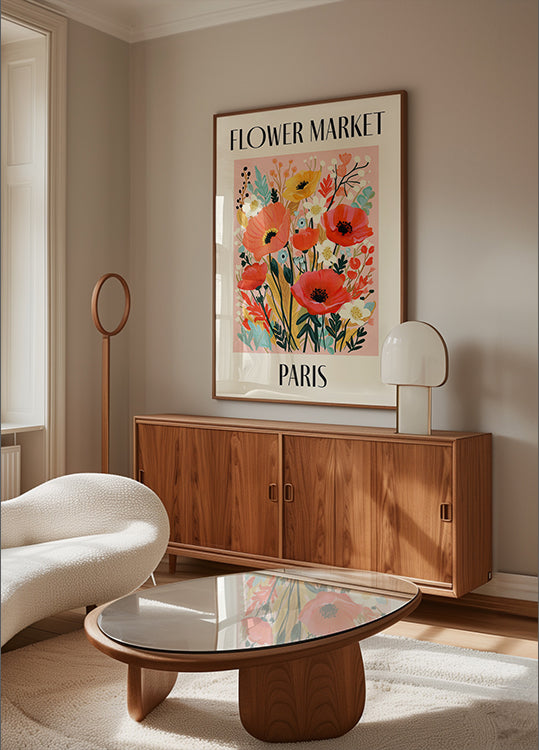 Bloemenmarkt Parijs Frankrijk Poster