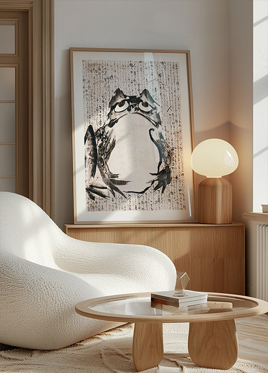 Japanse kikker (eind 18e 19e eeuw) Vintage inkt en kleur op papier poster