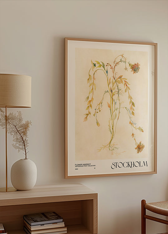 Collectie aquarelprints. Bloemenmarkt - Stockholm