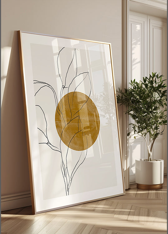 Lijn blad harmonie poster