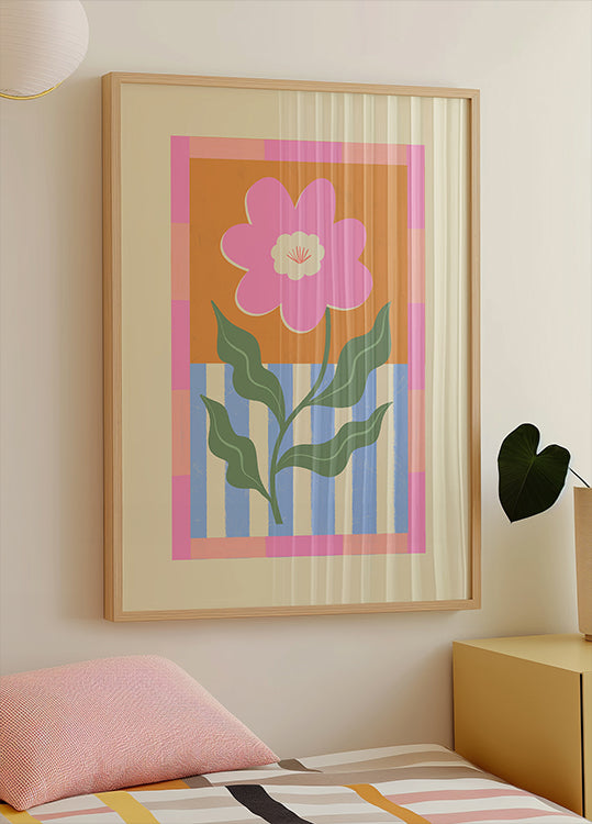 Roze abstracte bloemposter