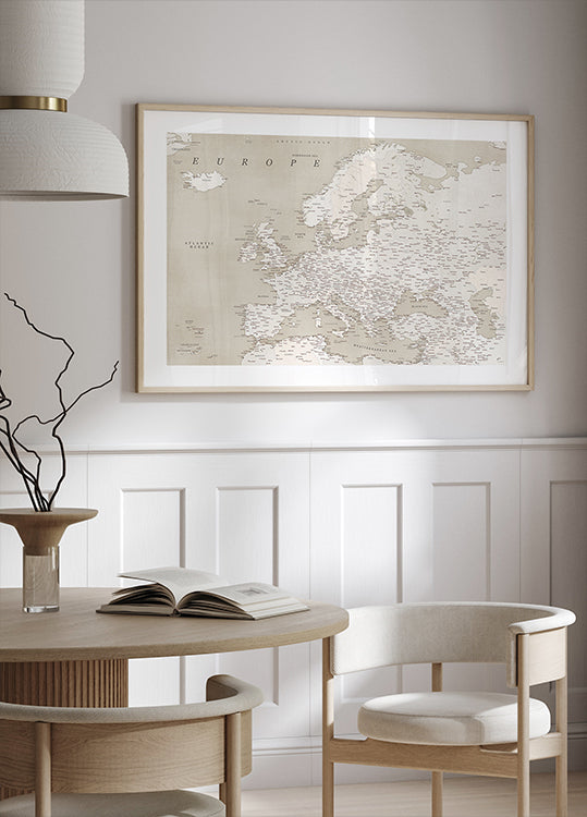 Vintage uitziende gedetailleerde kaart van Europa (NIEUW)