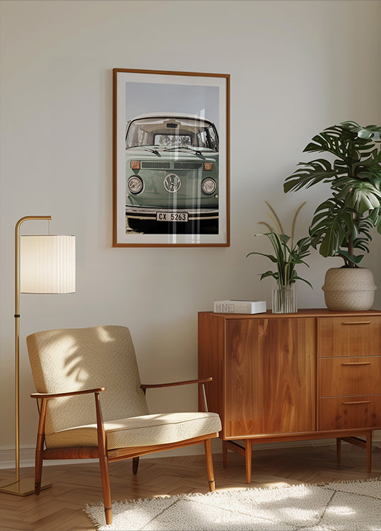 Klassiek ontwerp in zachte groene tinten autoposter