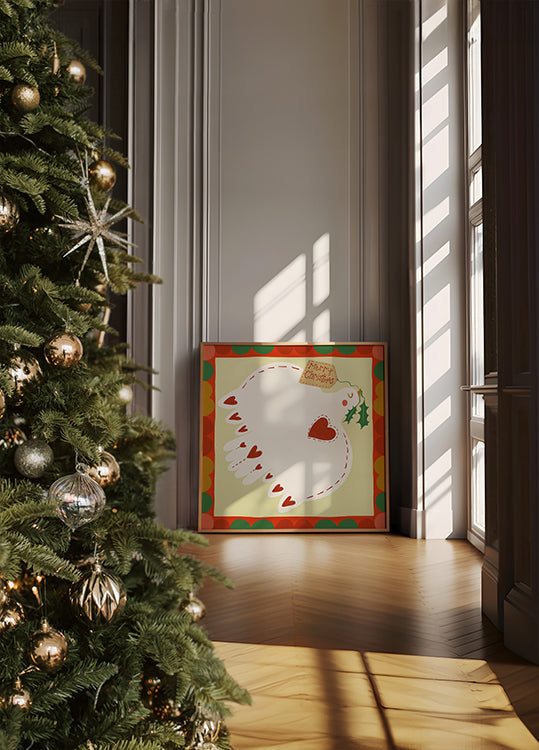 Merry Christmas Dove feestelijke illustratie Poster