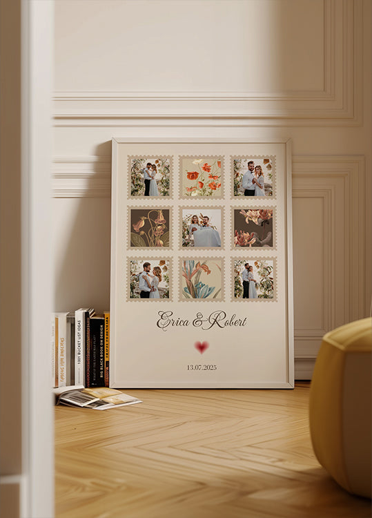 Elegante bruiloft fotocollage gepersonaliseerde poster
