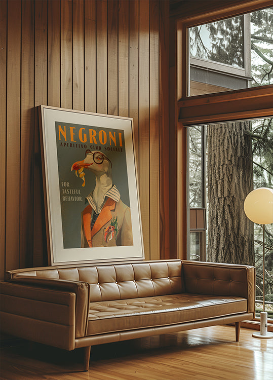 Vintage Art Deco Negroni van een buitensporige zeemeeuwposter