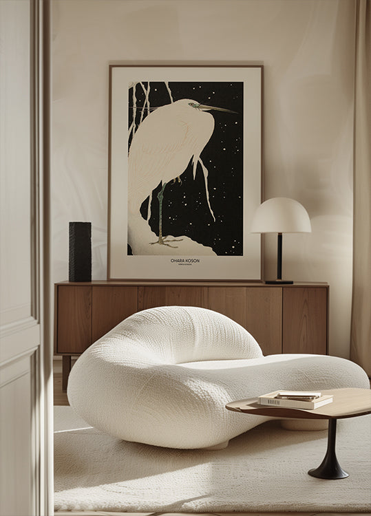 Reiger in de sneeuw-poster