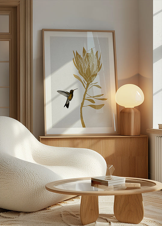 Kolibrie & bloem in poster