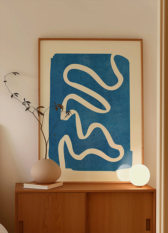 Geometrische abstracte minimale blauwe poster