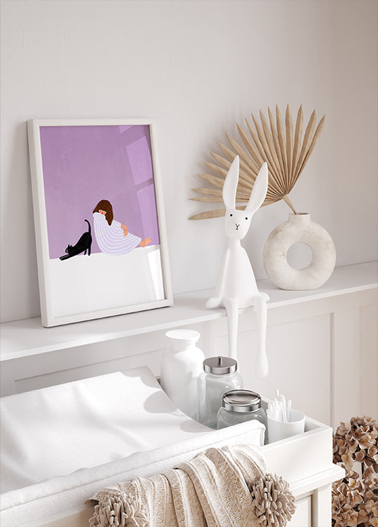 Meisje en kat poster