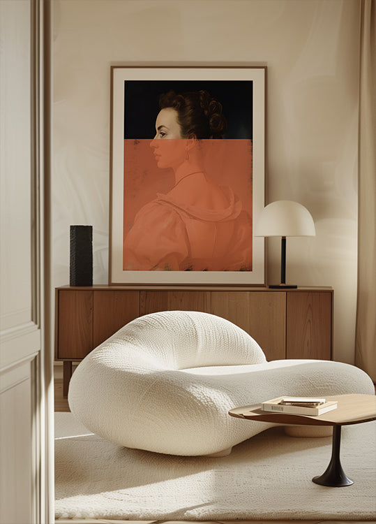 Veranderd portret van vrouw oranje moderne kunst