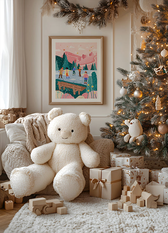 Mensen schaatsen poster