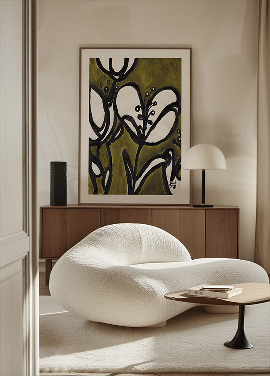 Bloemen Met Tulpen In Mosgroene Poster