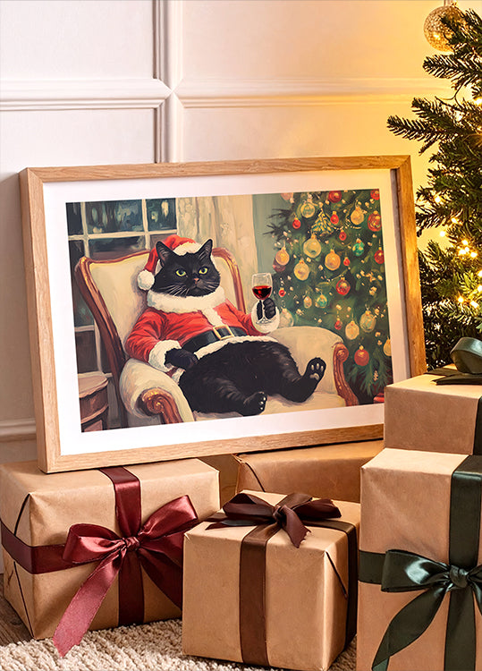Kerst Chilling Cat-poster