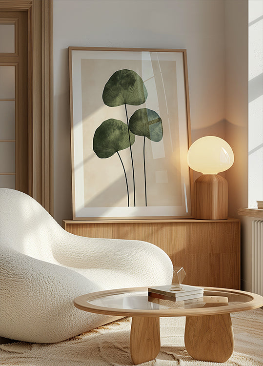 Groene bladeren met delicate aderen poster