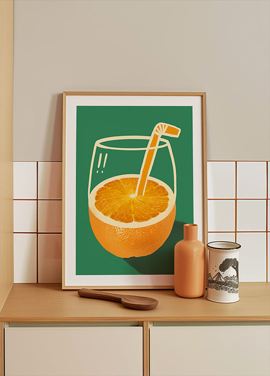 Levendige oranje slim geïllustreerde poster