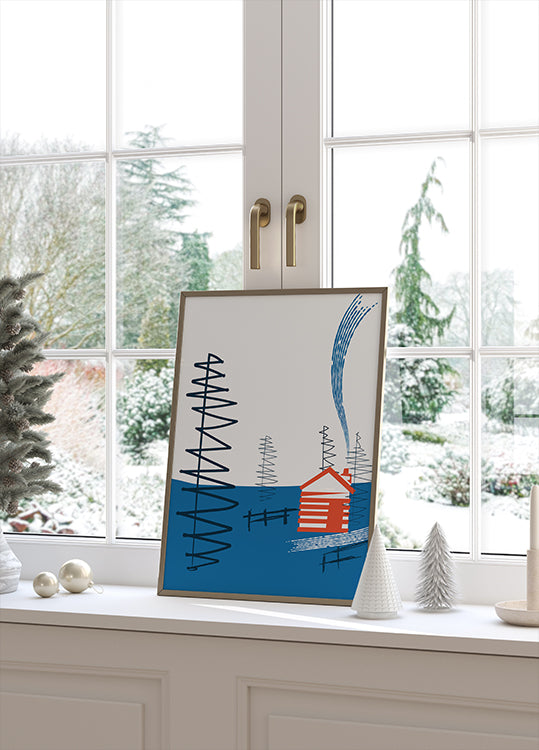 Gezellige hut retraite poster