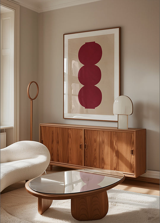 Crimson symmetrische vormen poster