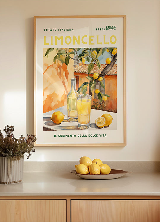 Limoncello, aquarel, frisse poster