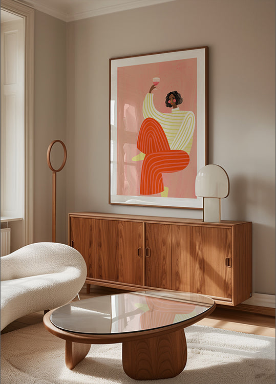 De vrouw met het glas wijn