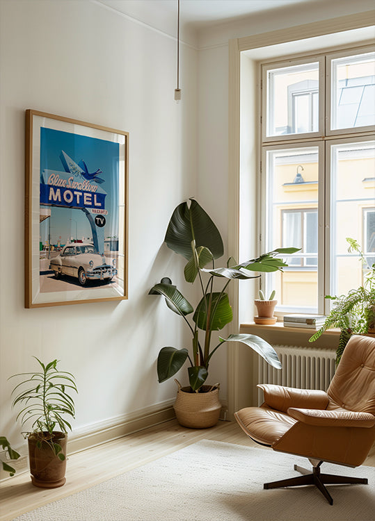 Blauw zwaluw Motel poster