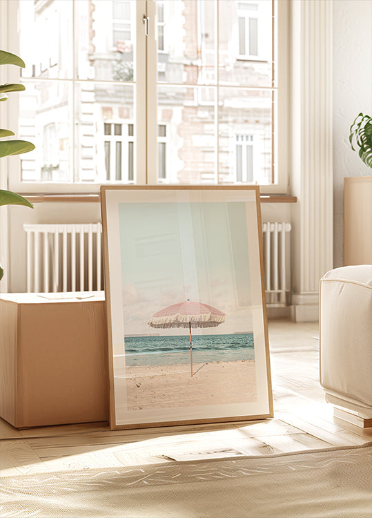 Roze paraplu-poster