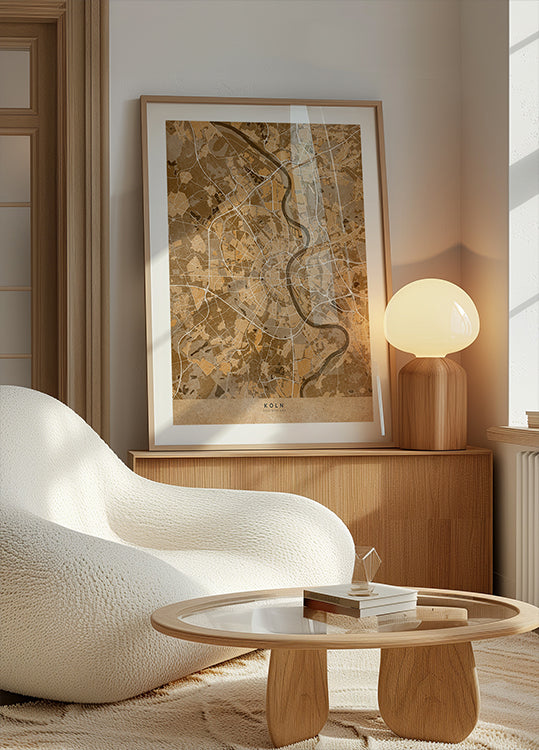 Sepia vintage kaart van Keulen Duitsland (NIEUW)