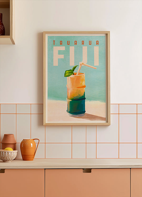 Tavarua Fiji Cocktail reizen kunstposter