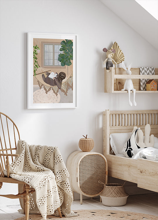 Luie luiaard in hangmat Poster