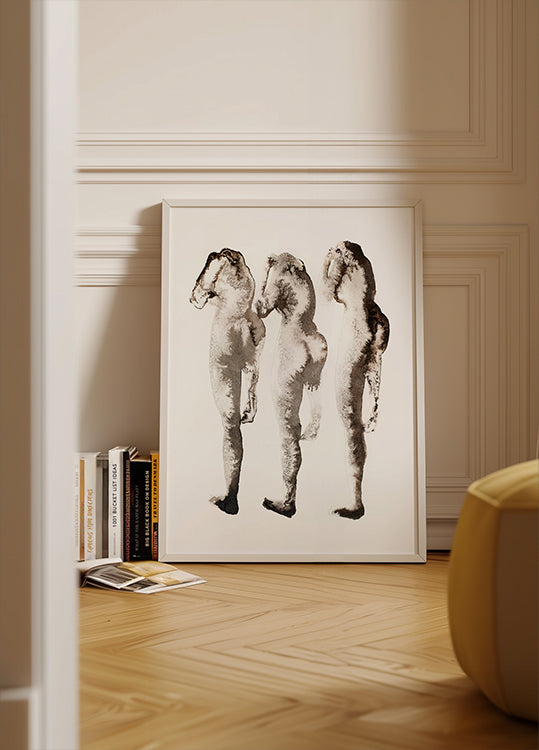 Figuurstudie 3x (naar Muybridge)