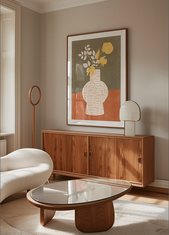 Gestileerde Vaas Met Witte Patronenposter